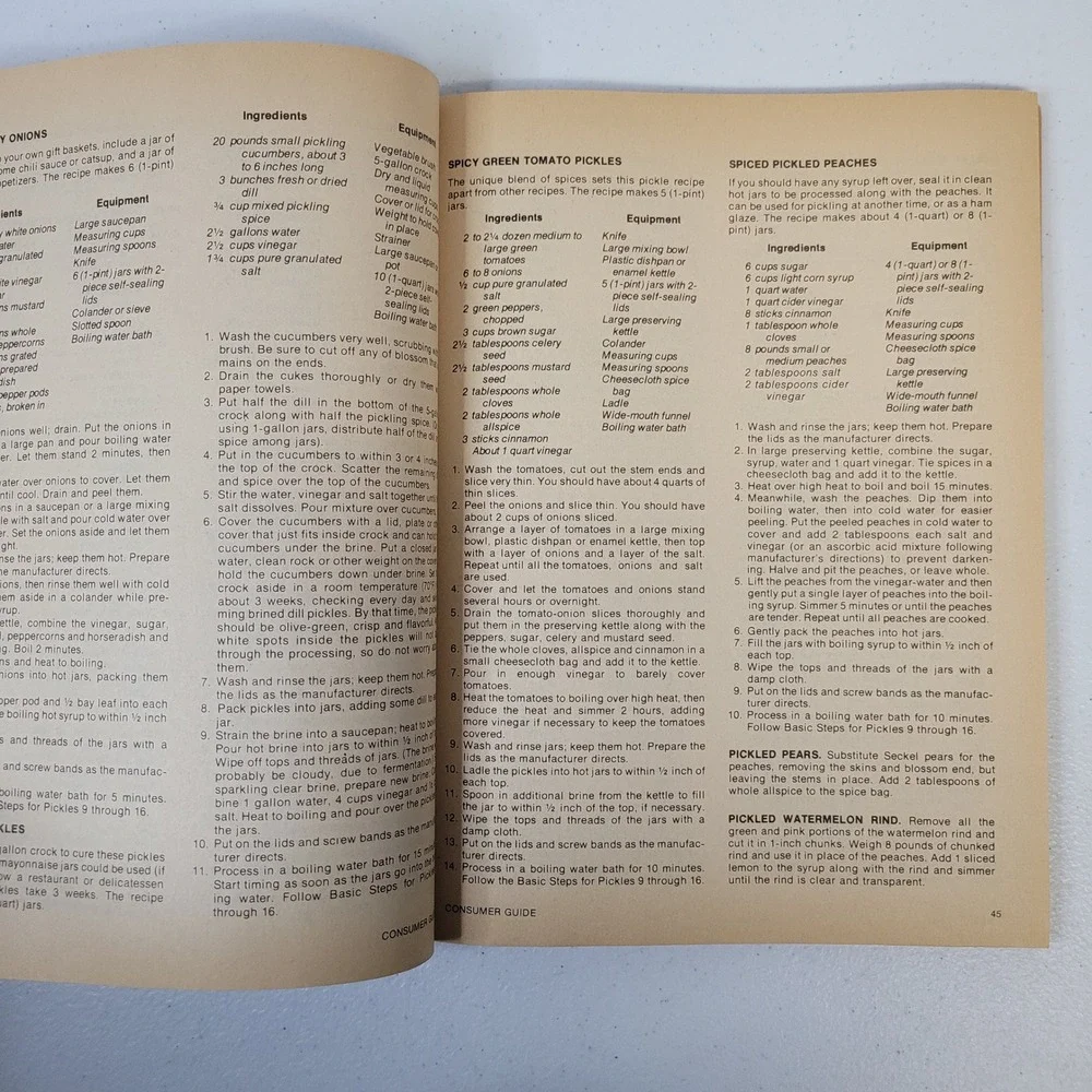 Consumer Guide‎ Canning Preserving Freezing 1977 Vintage Cookbook